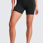 CRZ YOGA Women's High Rise Butterluxe V Cross Waist Biker Shorts 5'' Grey Sage