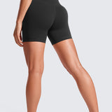 CRZ YOGA Women's High Rise Butterluxe V Cross Waist Biker Shorts 5'' Grey Sage