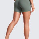 CRZ YOGA Women's High Rise Butterluxe V Cross Waist Biker Shorts 5'' Grey Sage