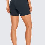 CRZ YOGA Women's High Rise Butterluxe V Cross Waist Biker Shorts 5'' Black