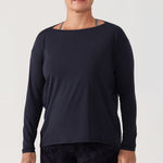 Women's Pima Cotton Boat Neck Long Sleeve Shirts White