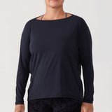 Women's Pima Cotton Boat Neck Long Sleeve Shirts White