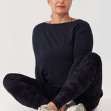 Women's Pima Cotton Boat Neck Long Sleeve Shirts White