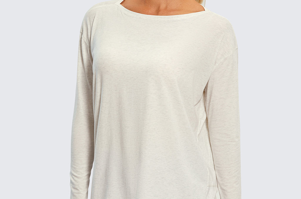 Women's Pima Cotton Boat Neck Long Sleeve Shirts Iced Iris