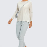 Women's Pima Cotton Boat Neck Long Sleeve Shirts Iced Iris