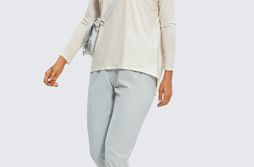 Women's Pima Cotton Boat Neck Long Sleeve Shirts Iced Iris