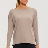 Women's Pima Cotton Boat Neck Long Sleeve Shirts White