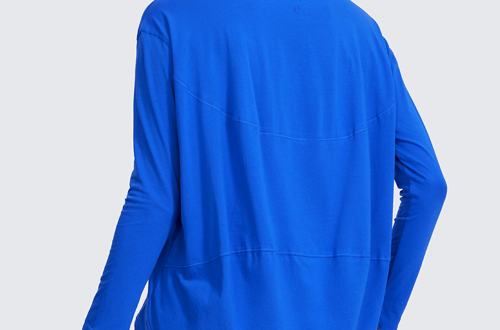 Women's Pima Cotton Boat Neck Long Sleeve Shirts Iced Iris