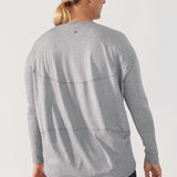 Women's Pima Cotton Boat Neck Long Sleeve Shirts Heathered Medium Grey