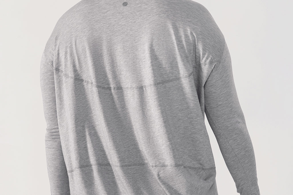 Women's Pima Cotton Boat Neck Long Sleeve Shirts Heathered Medium Grey