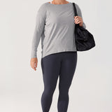 Women's Pima Cotton Boat Neck Long Sleeve Shirts Heathered Medium Grey