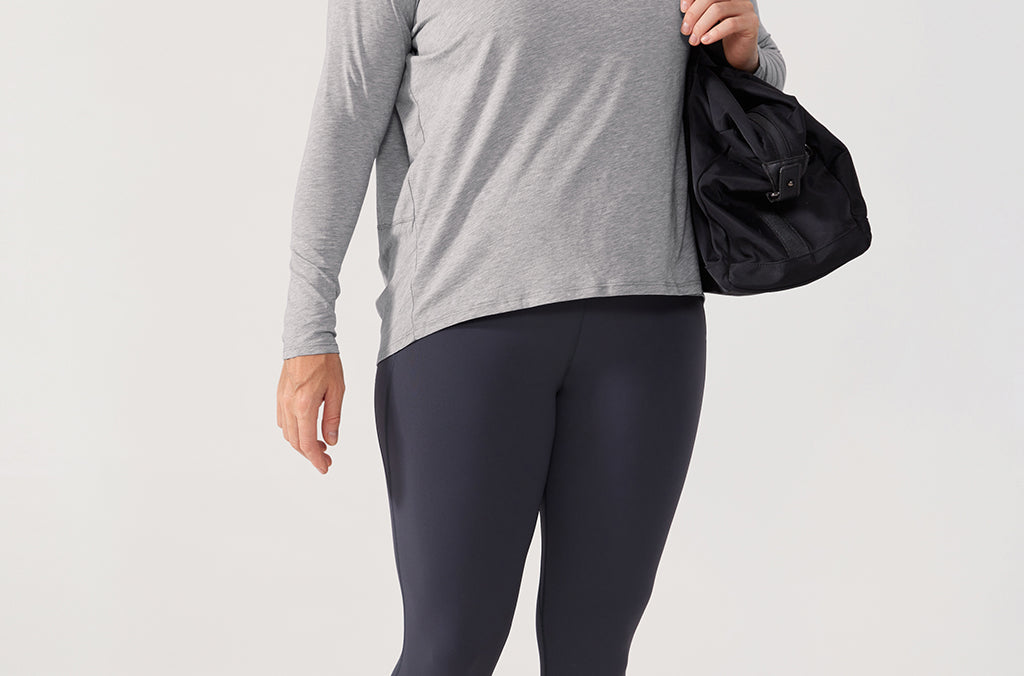 Women's Pima Cotton Boat Neck Long Sleeve Shirts Heathered Medium Grey