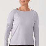 Women's Pima Cotton Boat Neck Long Sleeve Shirts Black