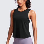 Women's Pima Cotton Cropped Tank Top Graphite Green