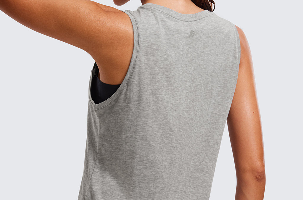 Women's Pima Cotton Cropped Tank Top purple gray