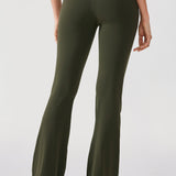 CRZ YOGA Women's V Cross Waist Flare Leggings 31'' Olive Green