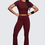 CRZ YOGA Women's High Waist Flare Leggings 30.5" Hot Fudge Brown