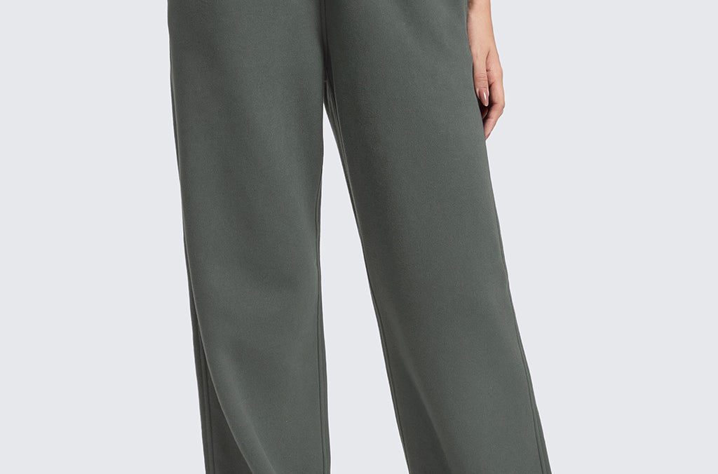 CRZ YOGA Women's Cotton Fleece Lined Sweatpants 30" Taupe