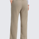 CRZ YOGA Women's Cotton Fleece Lined Sweatpants 30" White Apricot