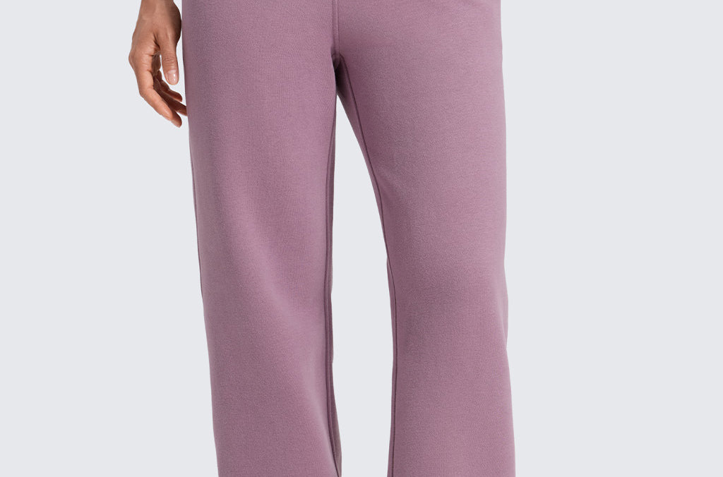 CRZ YOGA Women's Cotton Fleece Lined Sweatpants 30" Pomegranate