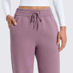 CRZ YOGA Women's Cotton Fleece Lined Sweatpants 30" Pomegranate