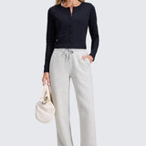 CRZ YOGA Women's Cotton Fleece Lined Sweatpants 30" Milky White