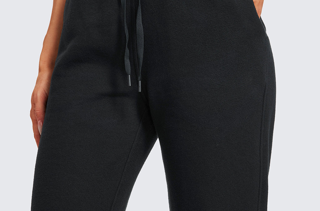 CRZ YOGA Women's Cotton Fleece Lined Sweatpants 28" Black