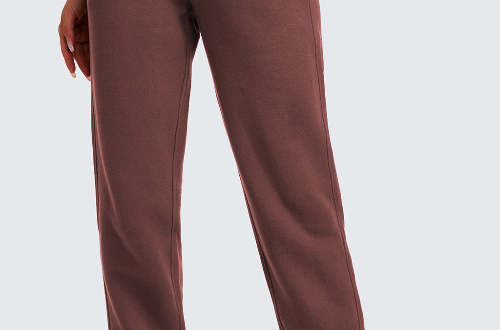 CRZ YOGA Women's Cotton Fleece Lined Sweatpants 28" Taupe
