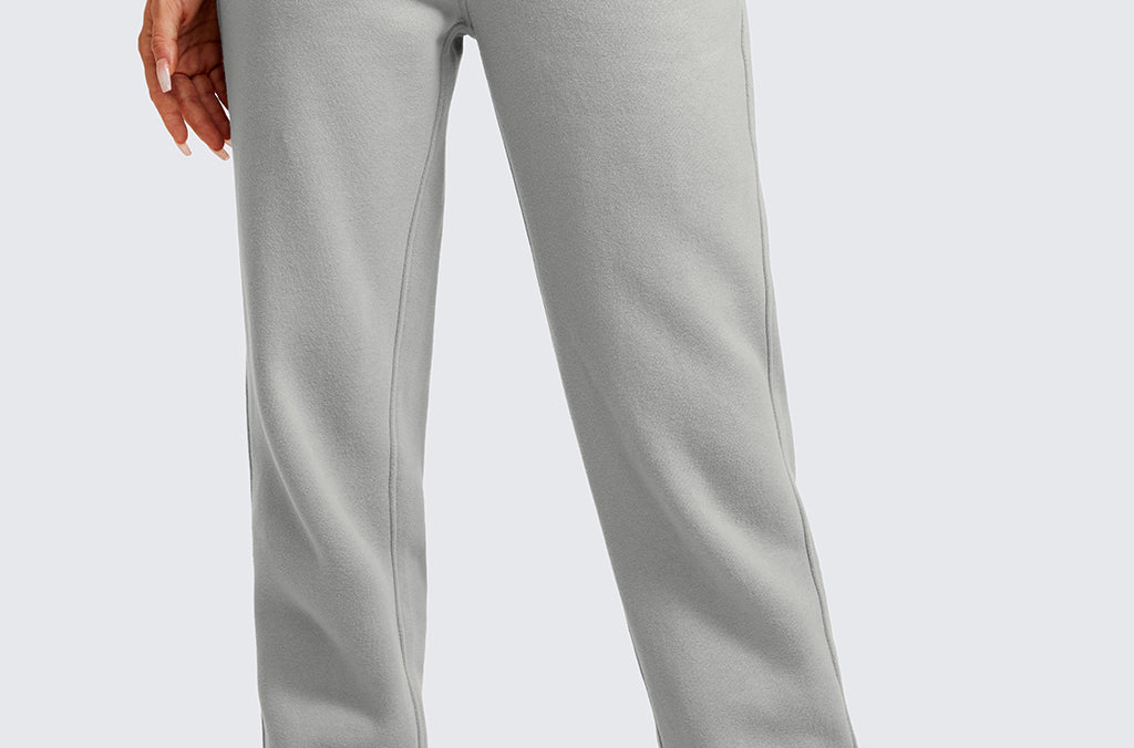 CRZ YOGA Women's Cotton Fleece Lined Sweatpants 28" Milky White