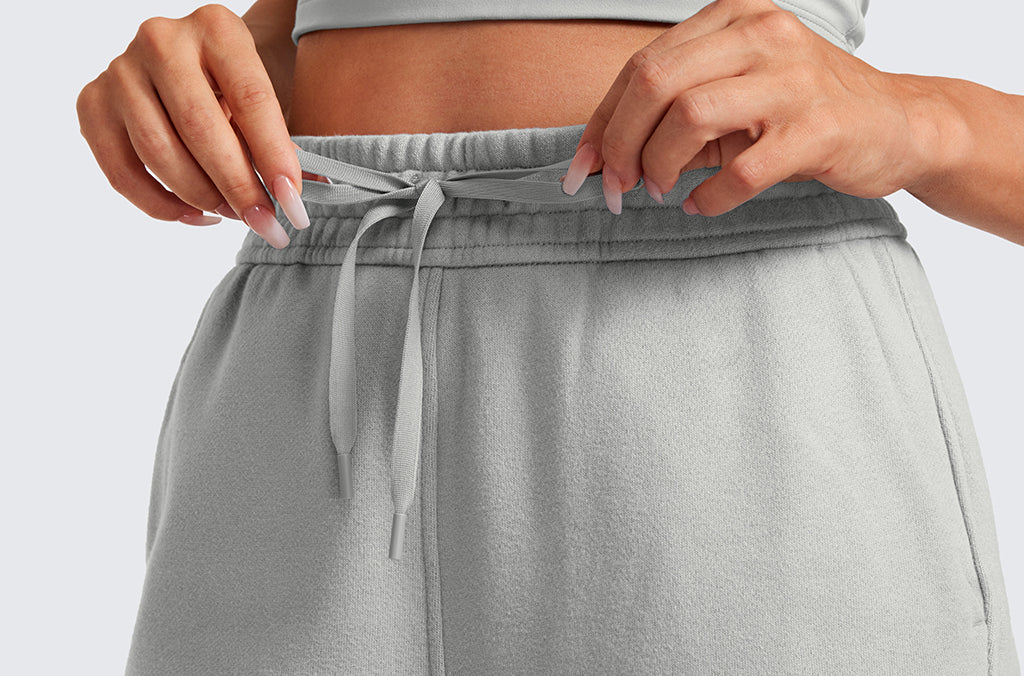 CRZ YOGA Women's Cotton Fleece Lined Sweatpants 28" Milky White