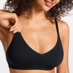 SOULVOR V-Neck Wireless unpadded Bralette Black