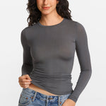 SOULVOR Long Sleeve Crew Neck T-Shirt Moon Heather Grey