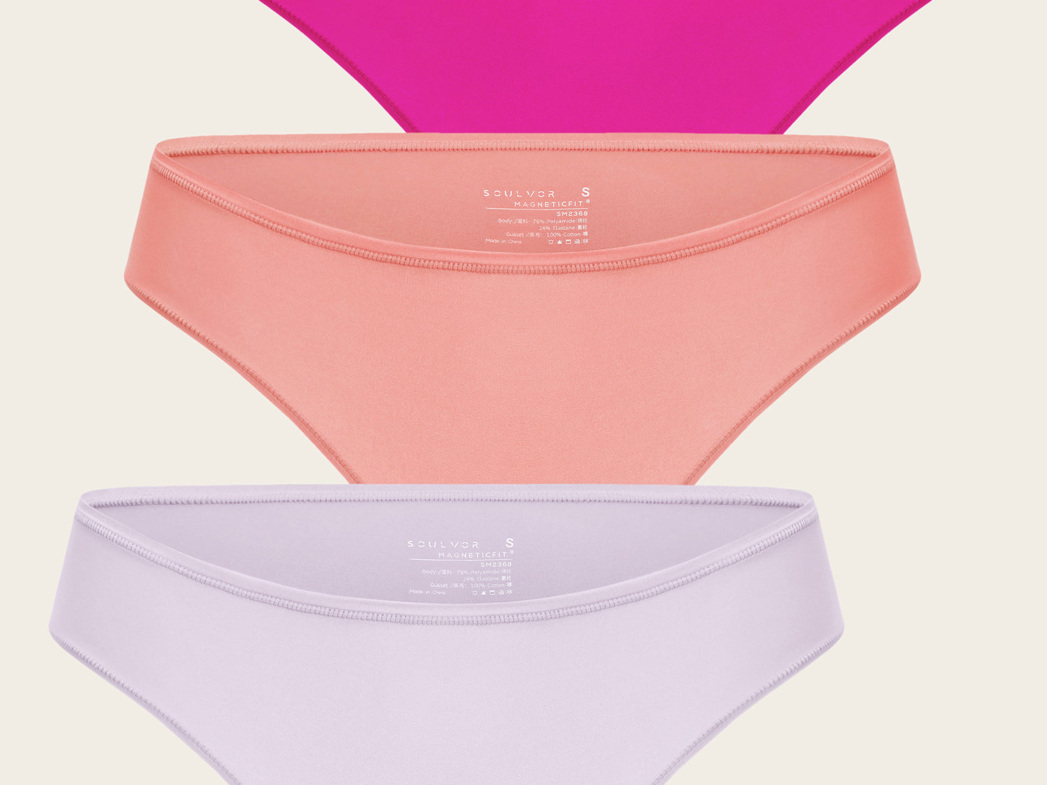 Women's Cheeky High Cut Bikini 3 Pack Parchment (3pack)