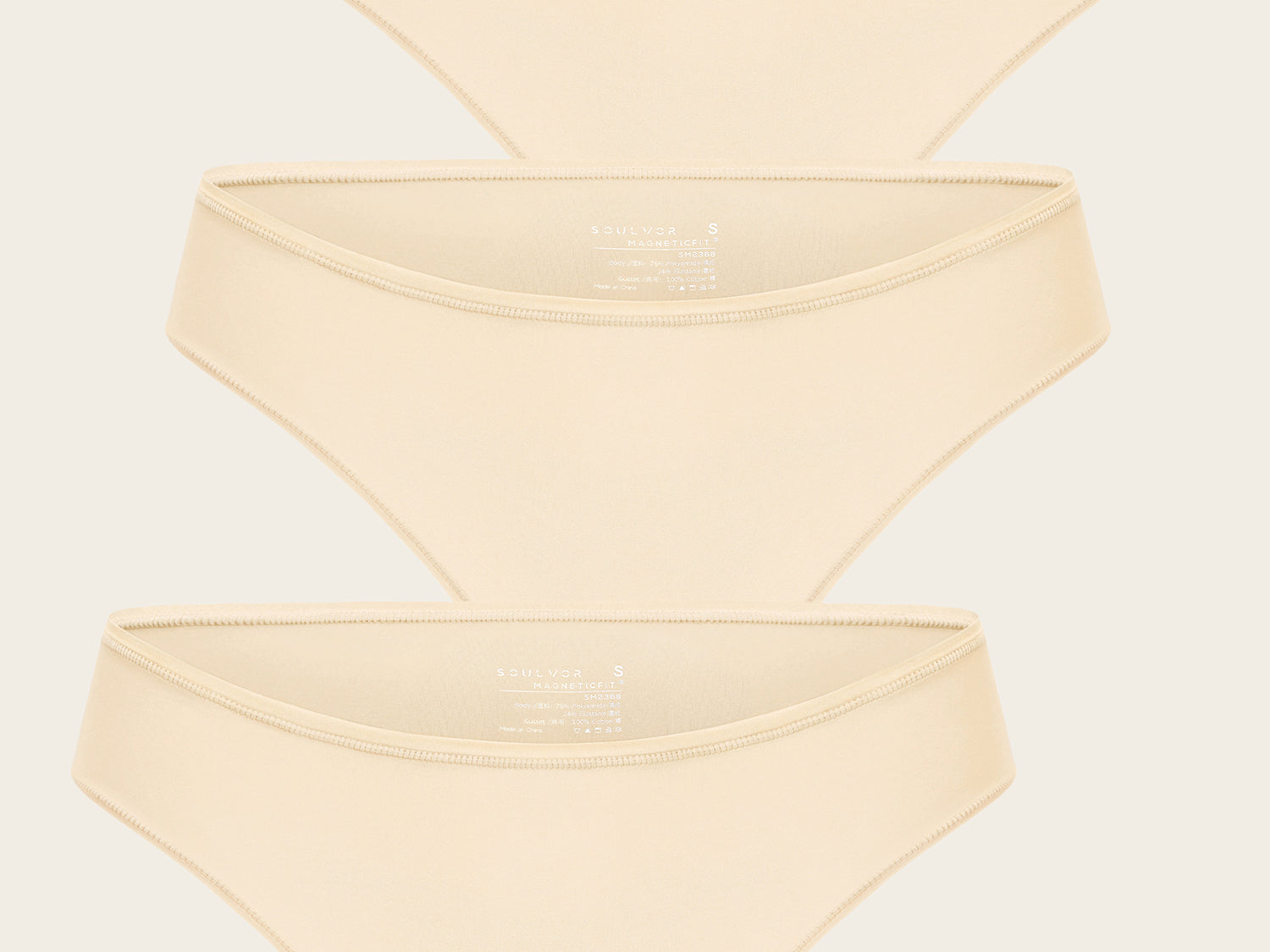 Women's Cheeky High Cut Bikini 3 Pack Warm Beige (3pack)