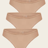 Women's Cheeky High Cut Bikini 3 Pack Soft Tan (3pack)