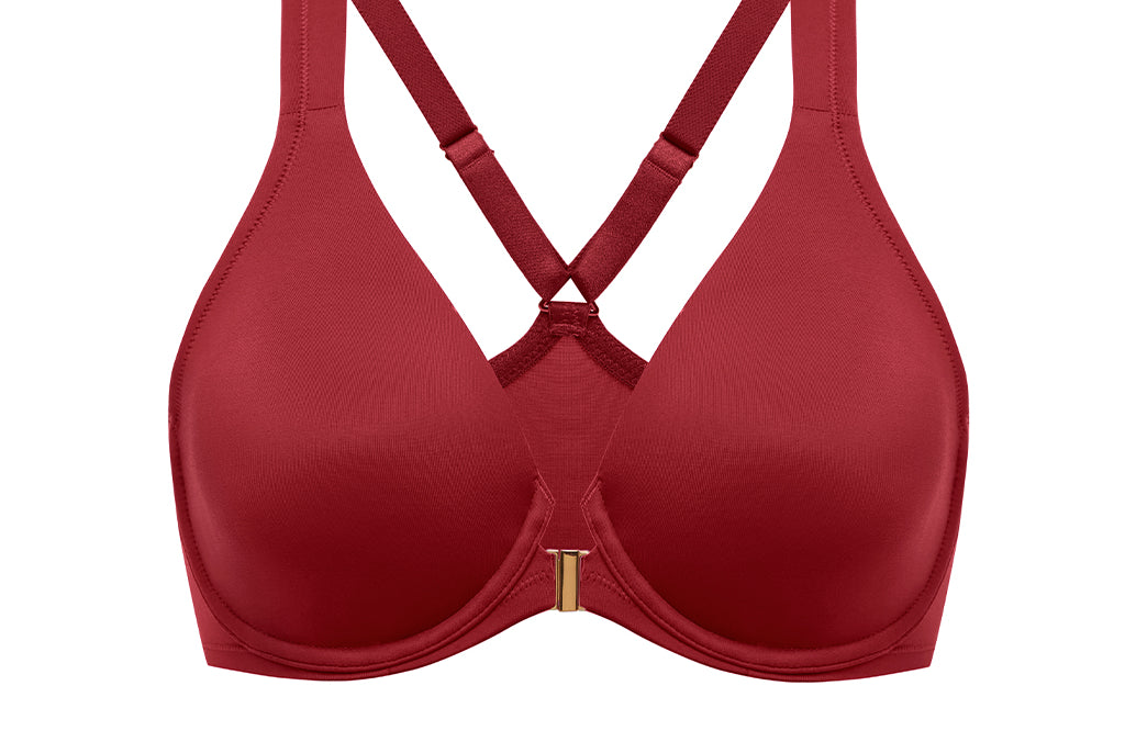 Women's Plunge Racerback Front Closure Bra Red Revelry