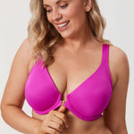 Women's Plunge Racerback Front Closure Bra Rose Purple