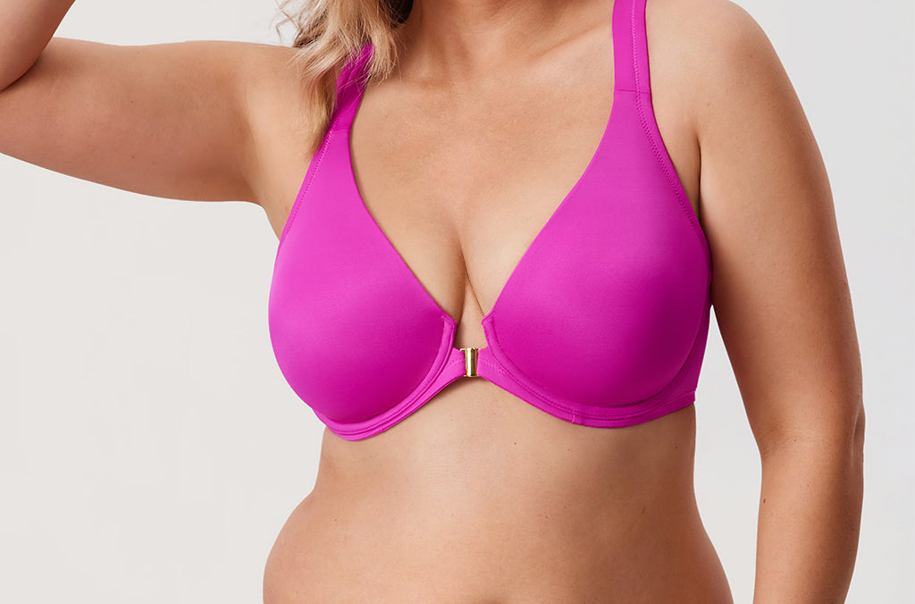 Women's Plunge Racerback Front Closure Bra Rose Purple