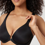 Women's Plunge Racerback Front Closure Bra Black