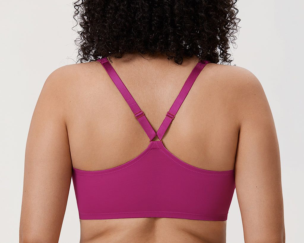 Women's Plunge Racerback Front Closure Bra Magenta Purple