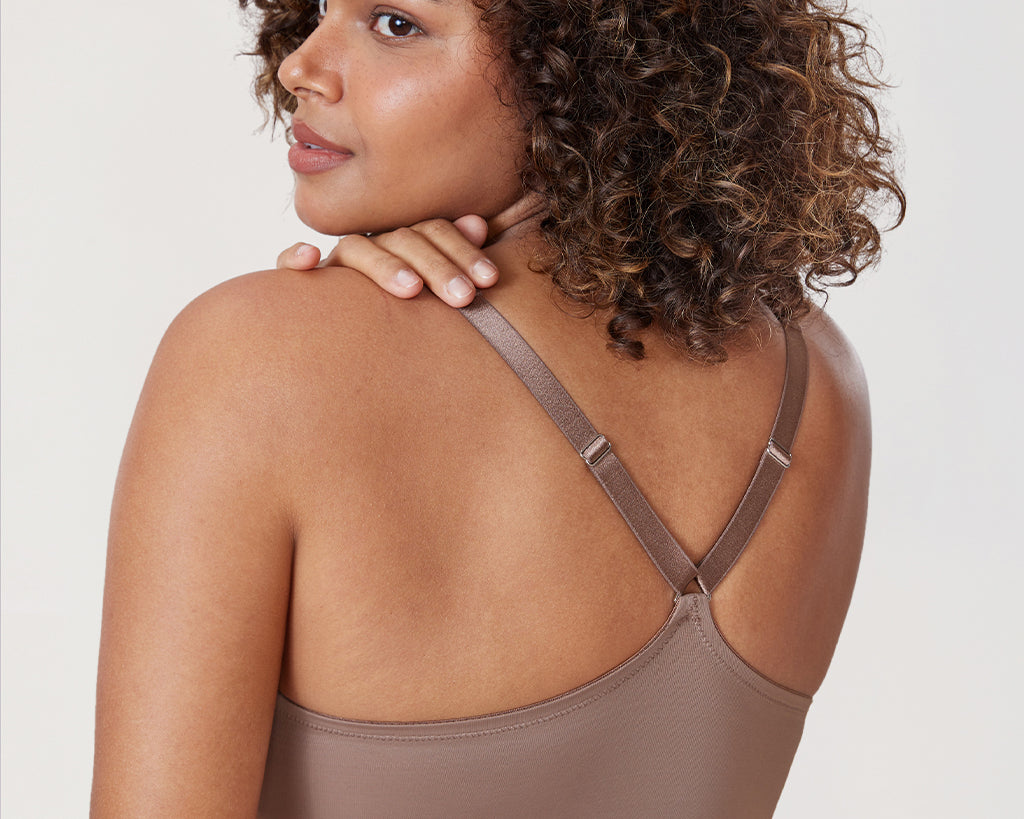 Women's Plunge Racerback Front Closure Bra Brown Purple