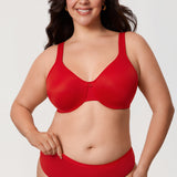 Women's Underwire Minimizer Bra Lipstick Red