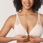 DELIMIRA Women's Front Closure Unlined Bra Rose White