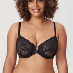 Women's Vintage Lace Front Closure Bra Black