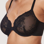Women's Vintage Lace Front Closure Bra Black