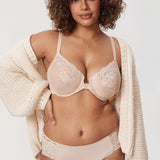 Women's Vintage Lace Front Closure Bra Beige