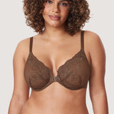 Women's Vintage Lace Front Closure Bra Sandalwood Brown