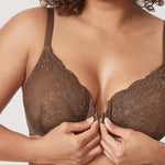 Women's Vintage Lace Front Closure Bra Sandalwood Brown