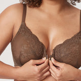Women's Vintage Lace Front Closure Bra Sandalwood Brown