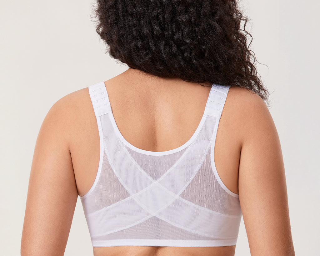 Women's Plunge Back Posture Bra White